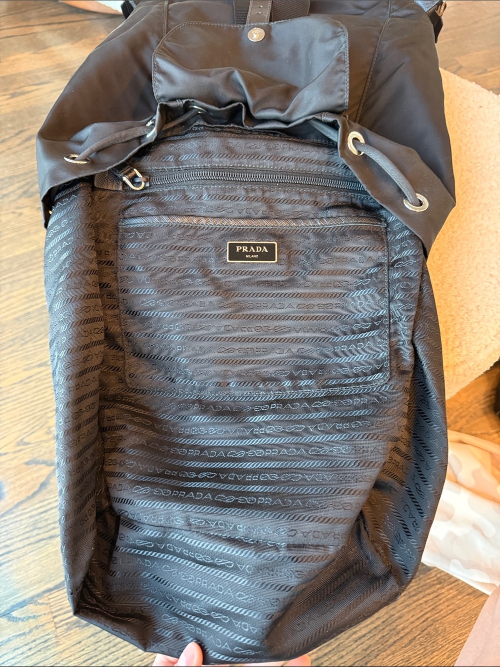Prada Tessuto Nylon Backpack Black Backpack with Top Handle EUC - Picture 11 of 17